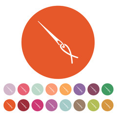The thread with a needle icon. Tailor and  sewing, needlework,  clothier symbol. Flat