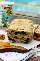 Homemade muffins with dried fruit and nuts