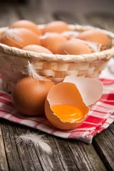 Abwaschbare Fototapete Fresh organic eggs © George Dolgikh