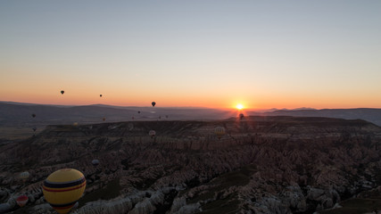 Ballons and sunrise in cappadocia