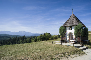 Fototapeta na wymiar Przełęcz nad Łapszanką, widok na Tatry