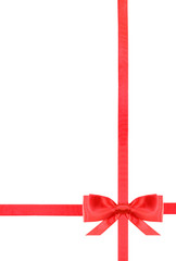 red satin bow knot and ribbons on white - set 9