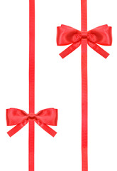 red satin bow knot and ribbons on white - set 51