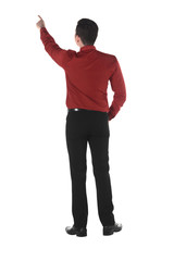 Asian business man pointing something