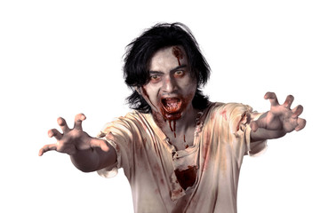 Scary asian male zombie