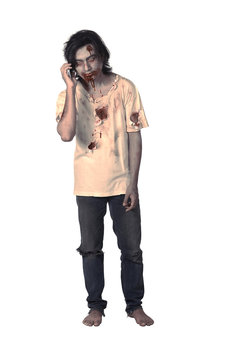 Scary male zombie talk via cellphone