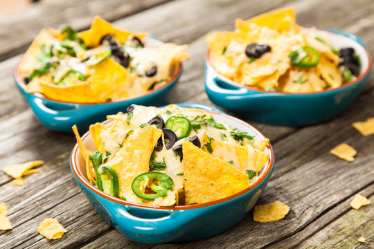 Nachos with melted cheese