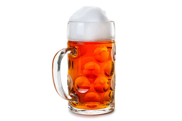Big mug with beer isolated on white background