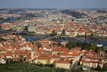 Fototapeta premium Aerial view to the historical center of Prague, Czech republic