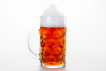 Big mug with beer on white background