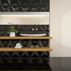Part of interior of  stylish bathroom 3D rendering