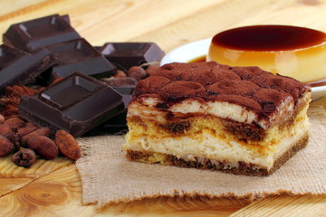Tiramisù , cioccolato e crem caramel