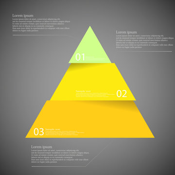 Dark illustration inforgraphic with triangle divided to three parts