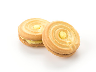 cookie biscuit with cream on white