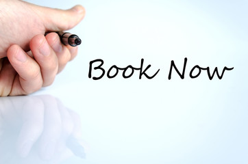 Book now text concept