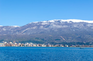 view over ohrid lake in macedonia.