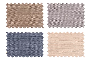 Photo sur Plexiglas Poussière Set of sample pieces color fabric isolated on white