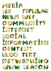 Social media in the internet - words, tags