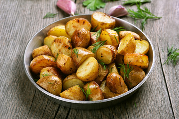 Baked potato in pan