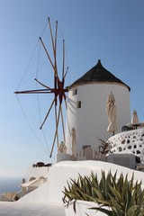 Windmill with plants in Oia's village in Santorini island - Greece © pierrot46