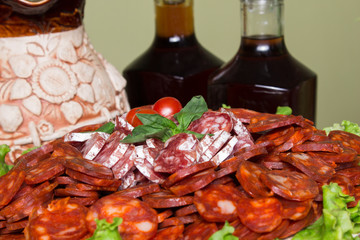 Table with food and drink