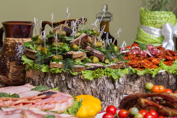 Table with food and drink