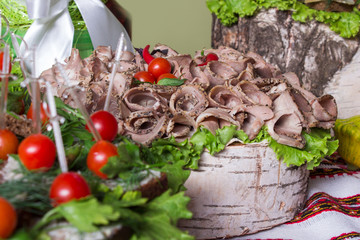 Table with food and drink