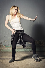 Active female dancer moving