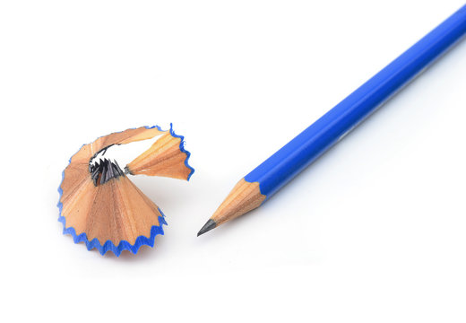 Blue Pencil Isolated On White Background.