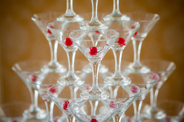 Pyramid from glasses of champagne