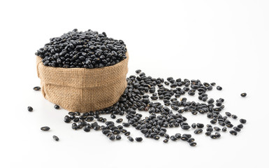 black beans on white background