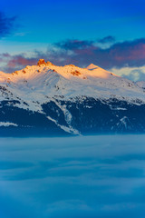 Fototapeta na wymiar Winter landscape in Swiss Alps, region Vallis