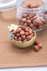 nuts. hazelnuts on the background