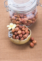 nuts. hazelnuts on the background