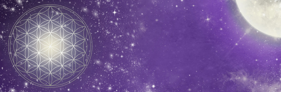 Flower of Life - violett universe glow banner