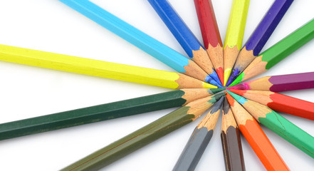 Fototapeta premium color pencils isolated on a white background.