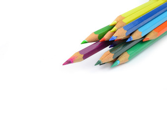 color pencils isolated on a white background.