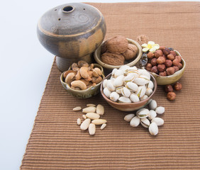 nuts. mixed nuts on the background