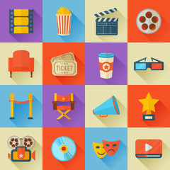 Set of flat style cinema icons © Yuzach