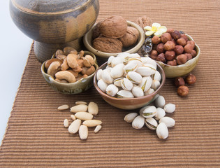 nuts. mixed nuts on the background