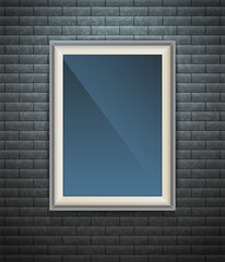 Realistic blank poster in a wooden picture frame