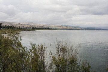 Israel, Landschaft am See Genezareth.