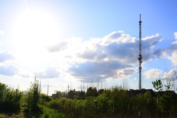 Fototapeta na wymiar TV tower in Viesintos town Anyksciai district