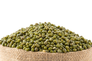 green beans on white background