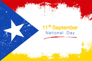 Obraz na płótnie Canvas Popular grunge style vector for Catalonia's national day on september 11 with the colors and symbol of the country's flag.