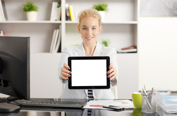 Fototapeta premium Businesswoman with digital tablet