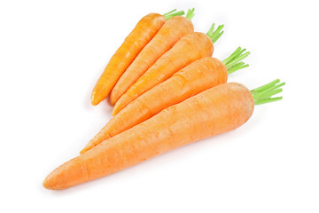 Fresh ripe carrots isolated on white
