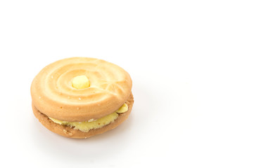 cookie biscuit with cream on white