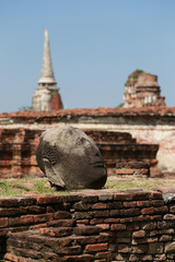 Part of broken buddha statue in Ayutthaya historical park, Thail