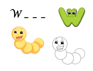 alfabeto cartoon, w